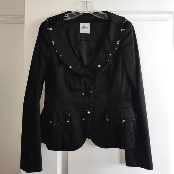 MOSCHINO CHEAP AND CHIC Black Fitted Studded Peplum Blazer - Picture 6 of 16